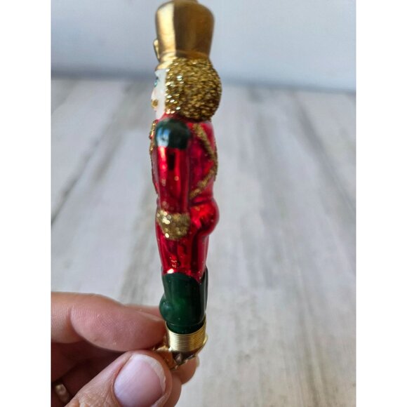 Vintage soldier nutcracker glass clip glitter gold mini Xmas tree - Picture 2 of 9